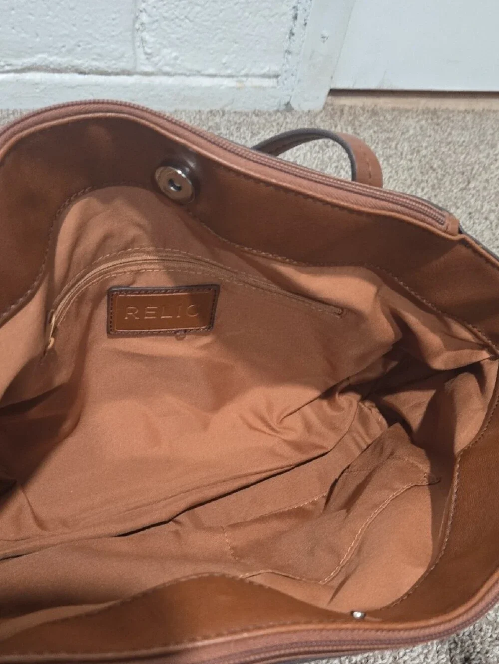 Relic Beige and Brown Geometric Tote Bag